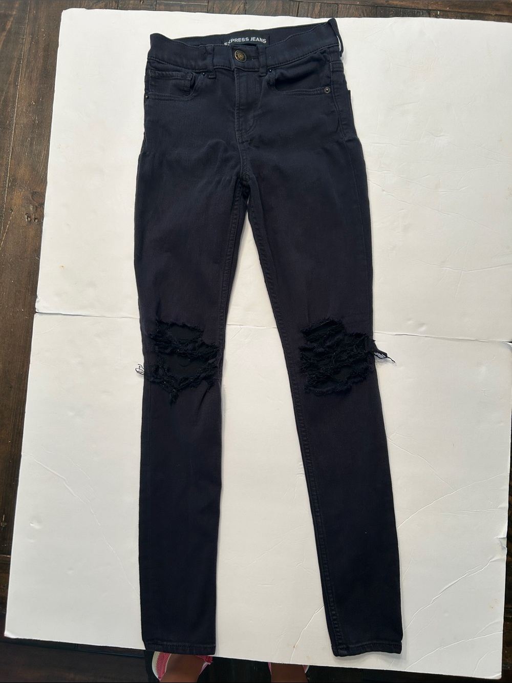 Express Black Ripped Skinny Jeans for Women